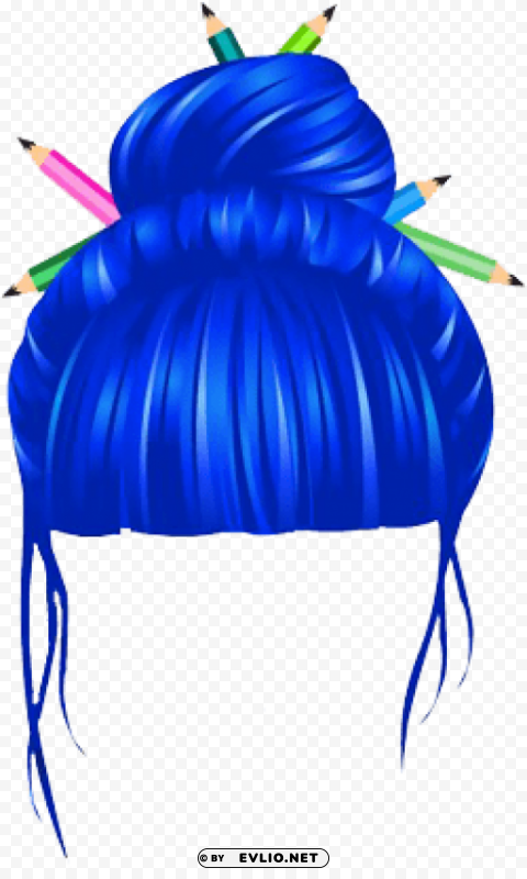 high-school-teacher-hairstyle-blue Isolated Element in HighQuality PNG