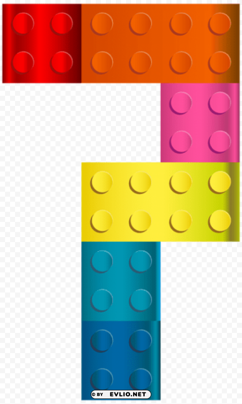 lego number seven Clean Background Isolated PNG Illustration