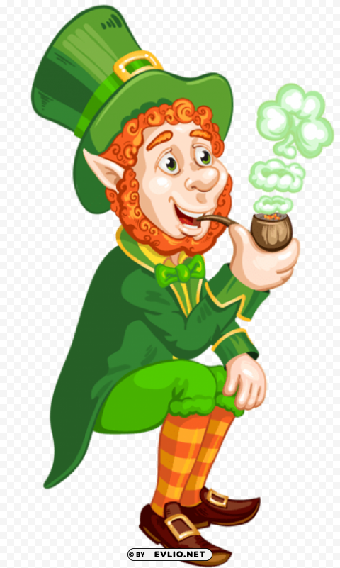 st patrick day leprechaun with pipe PNG with transparent backdrop