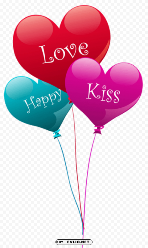 transparent heart kiss love happy balloons Clear background PNG graphics
