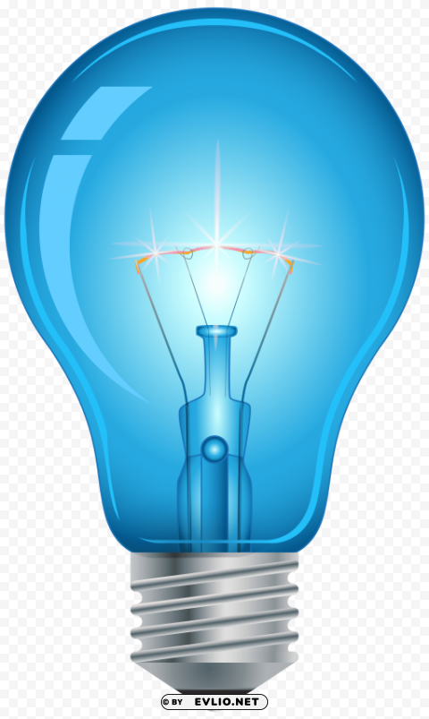 Blue Light Bulb Transparent Background PNG Object Isolation