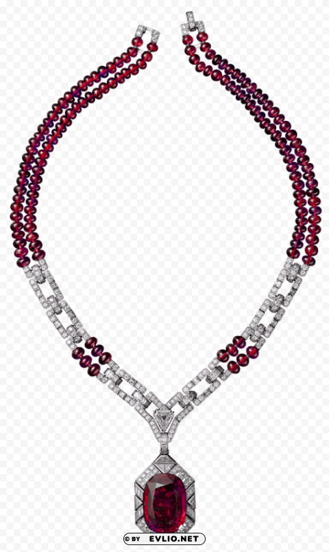red and white diamond necklace HighQuality PNG Isolated on Transparent Background
