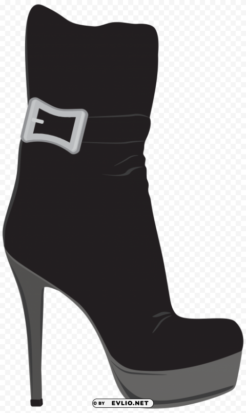 black female boots Clean Background PNG Isolated Art