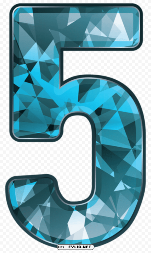 blue crystal number five Transparent Background Isolated PNG Illustration