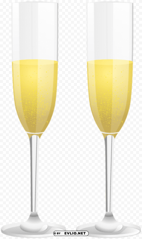 two champagne glasses Isolated Design in Transparent Background PNG