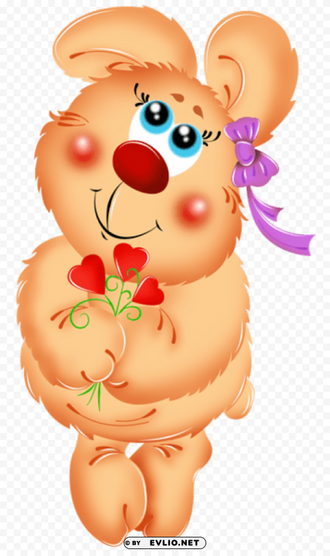 Valentine Bear With Hearts Bouquet Isolated Subject In Transparent PNG