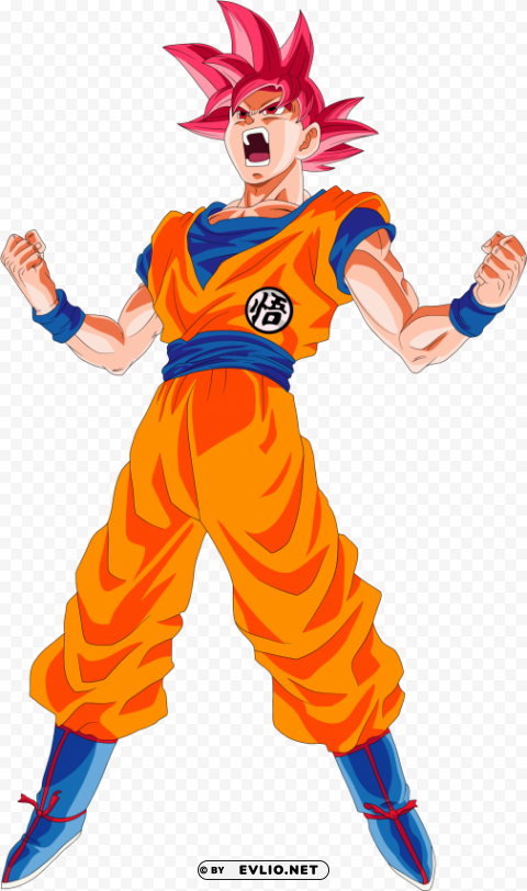 goku ssj god Isolated Object with Transparent Background PNG