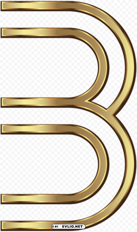 number three golden Isolated Item in Transparent PNG Format
