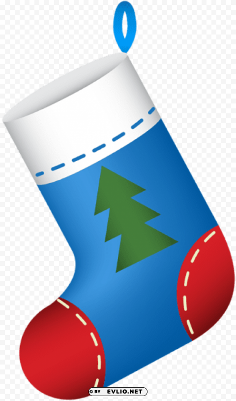 christmas stocking blue Isolated Icon with Clear Background PNG