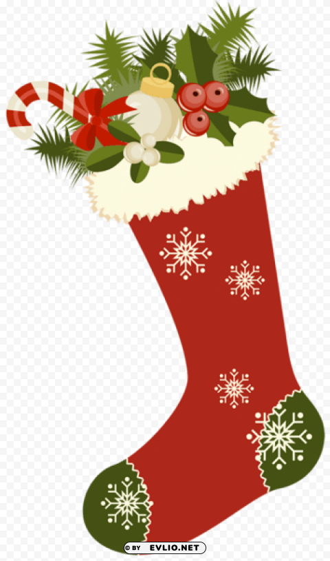 red retro christmas stocking Isolated Item with HighResolution Transparent PNG