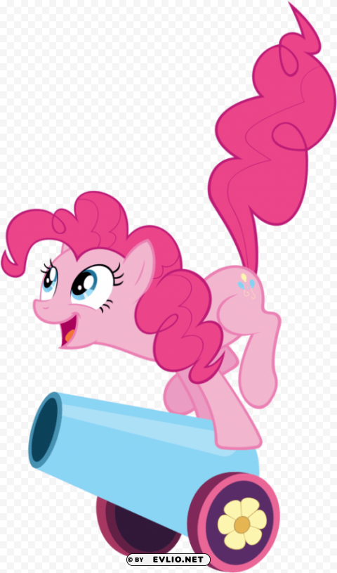 pinkie pie with party cannon Isolated Subject in Transparent PNG Format