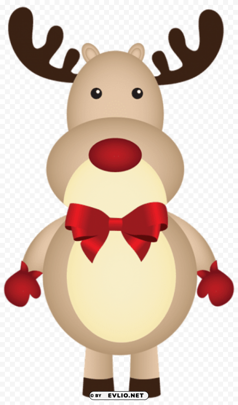 christmas rudolph with bow PNG images with transparent overlay