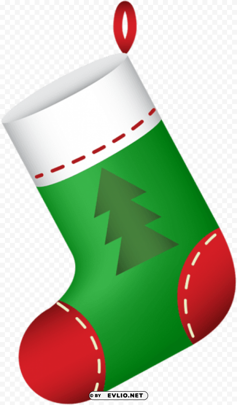 christmas stocking green Isolated Icon on Transparent PNG
