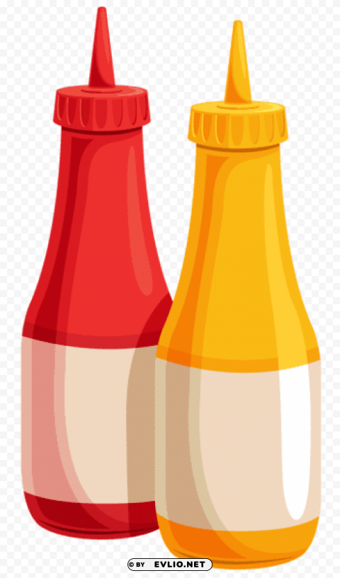 ketchup and mustard bottles Isolated Design Element in PNG Format