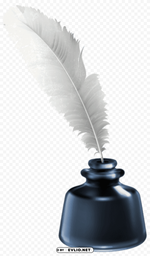 quill and blue ink pot Isolated Subject in Clear Transparent PNG