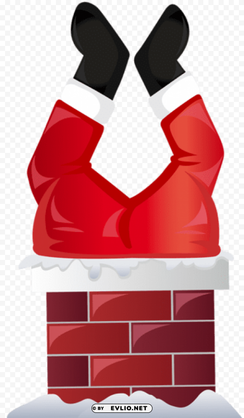 funny santa in chimney Transparent Background Isolation in PNG Image
