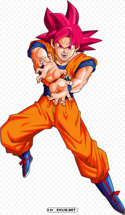 goku ssj dios rojo kamehameha Isolated Item with Transparent PNG Background