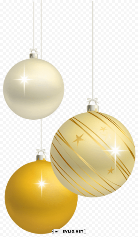 white and yellow christmas balls decoration PNG files with no background wide assortment