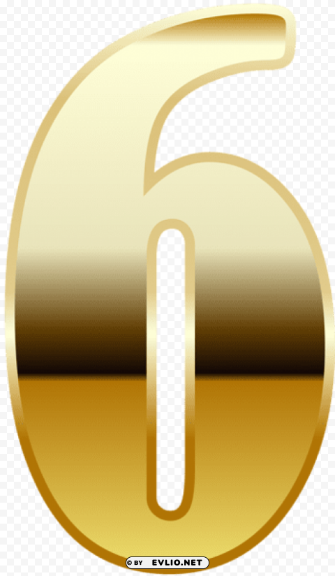 gold number six Isolated Element on HighQuality Transparent PNG