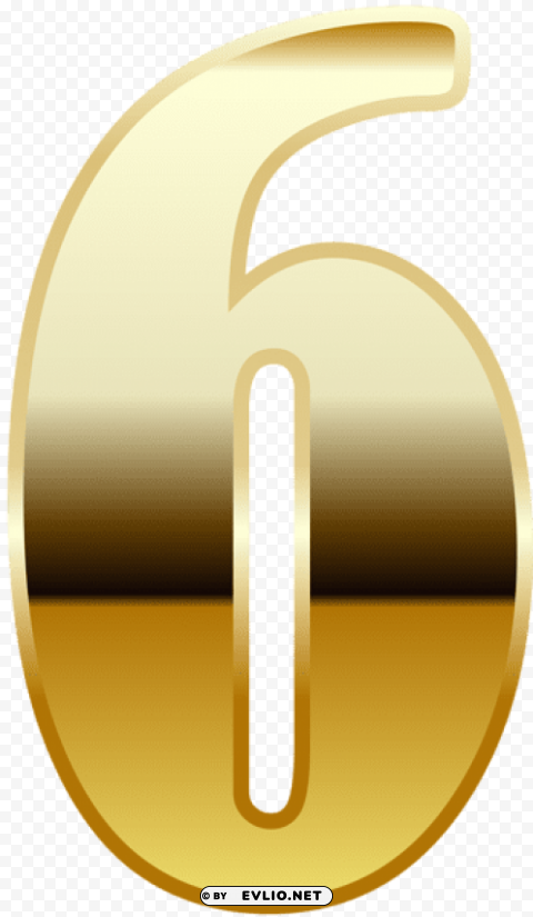 Gold Number Six Isolated Element On HighQuality Transparent PNG