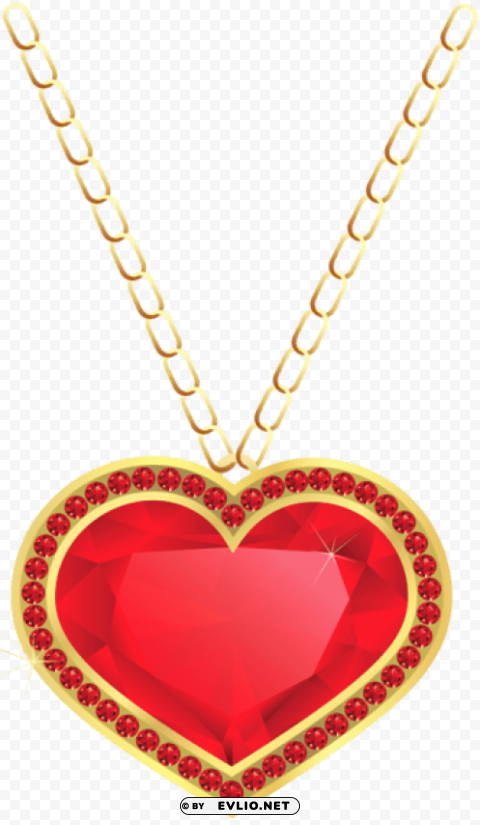 red and gold heart pendant Isolated Item on HighQuality PNG