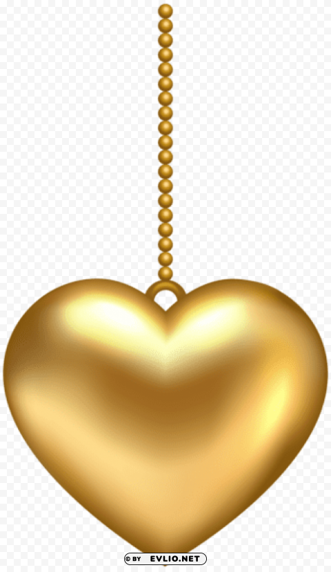 hanging golden heart Clean Background Isolated PNG Graphic