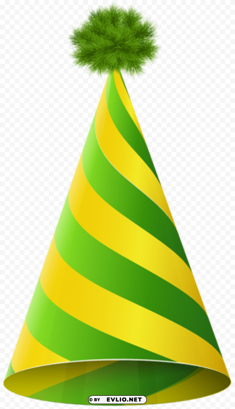 party hat green yellow Transparent PNG Image Isolation