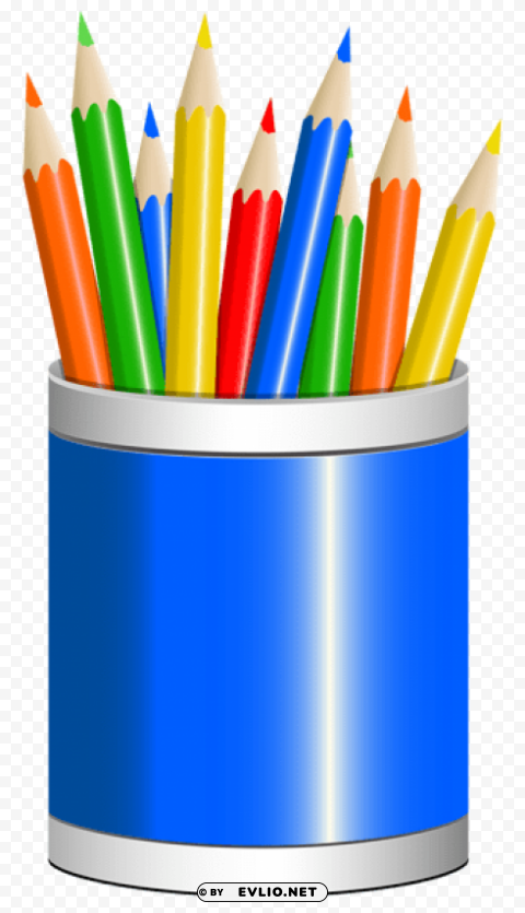 blue pencil cup Transparent Background Isolated PNG Design