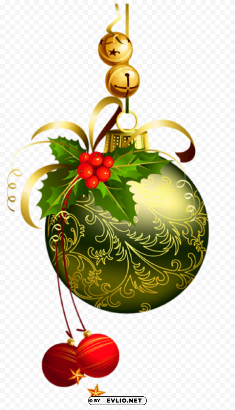 green christmas ball with mistletoepicture PNG Image Isolated with Transparent Detail