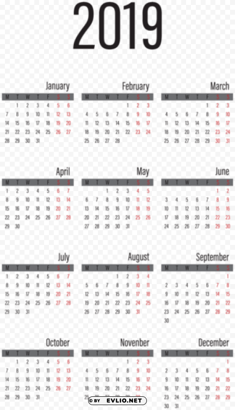 2019 calendar large transparent PNG clipart