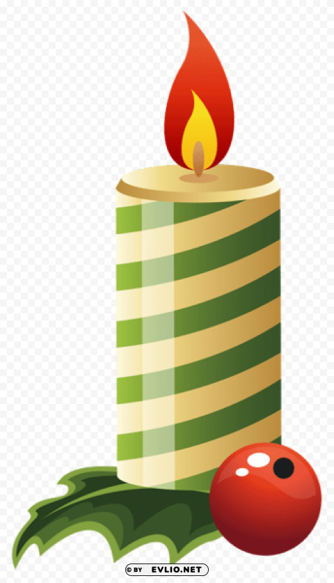 green christmas candle PNG with Isolated Transparency