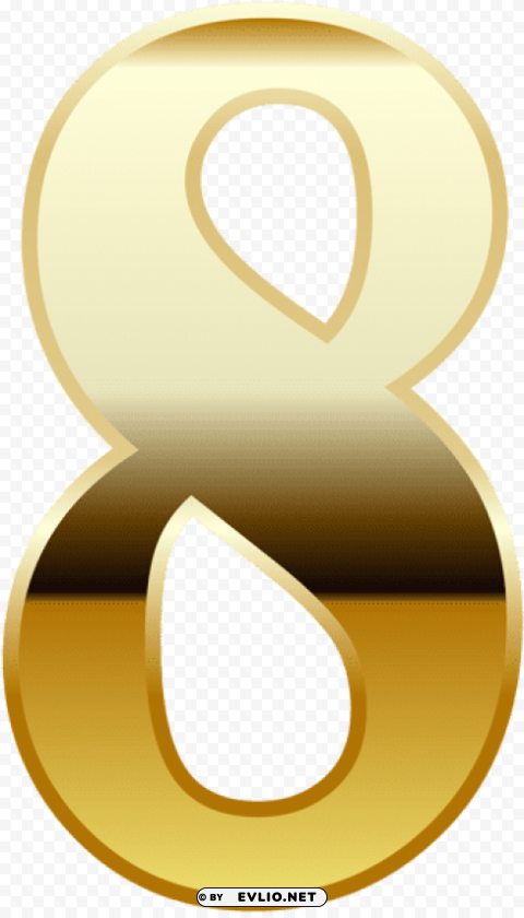 gold number eight Isolated Element with Clear Background PNG