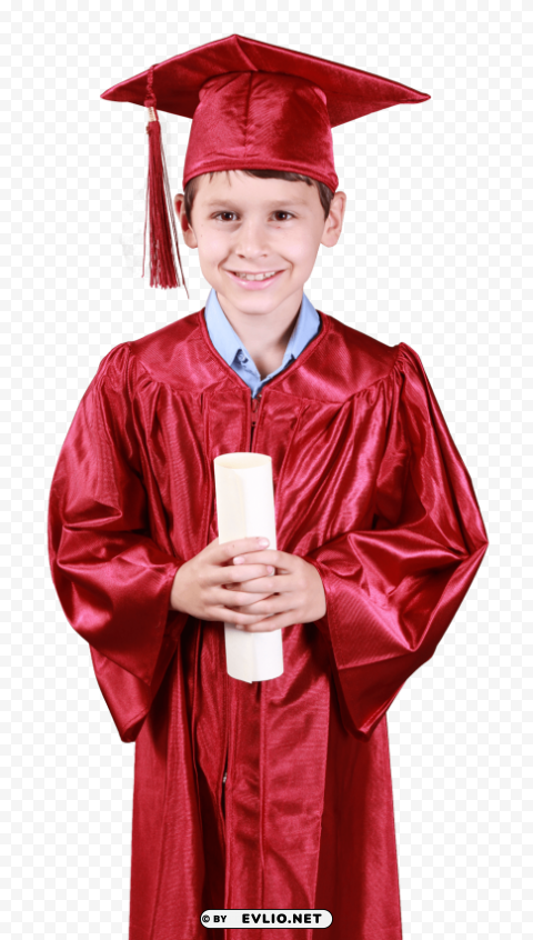 Young Boy Wearing Red Graduation Gown Clear PNG pictures assortment