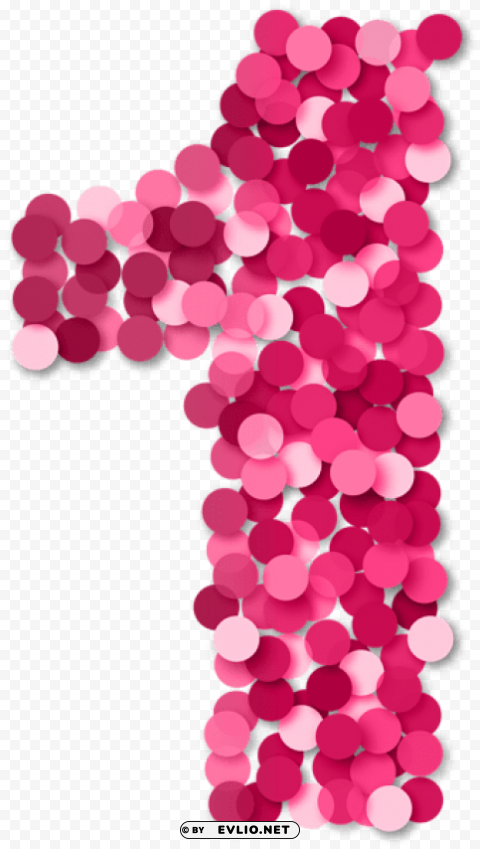 one 1 number pink PNG with transparent bg