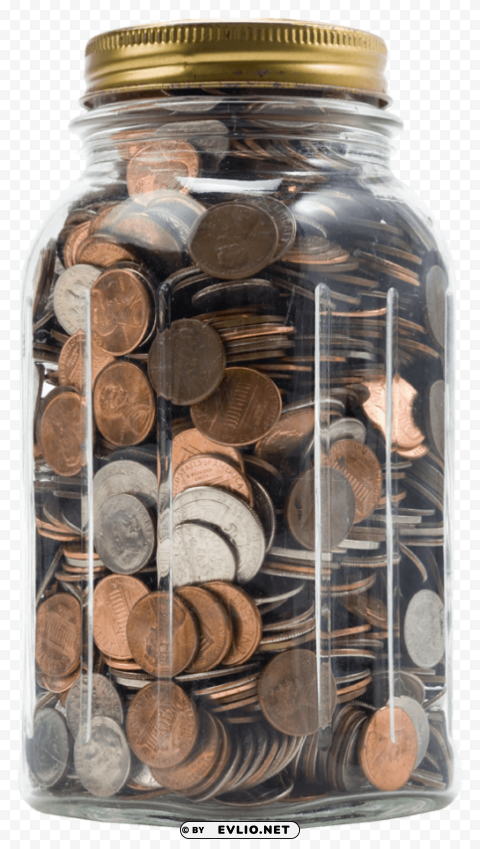 Transparent Background PNG of Packed in a jar of coins ClearCut Background PNG Isolated Element - Image ID 9f843828