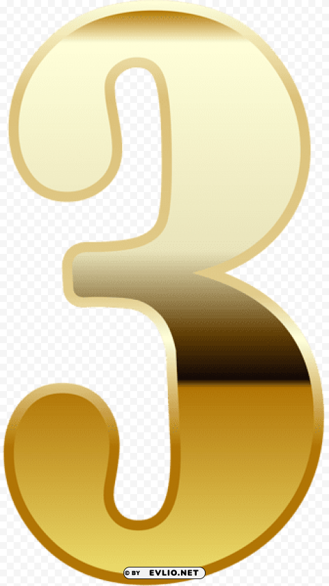 gold number three Isolated Element in HighResolution Transparent PNG