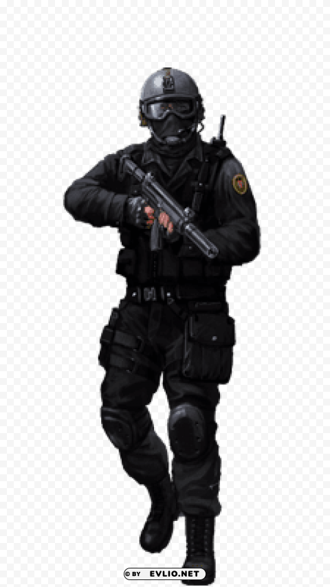 swat approaching with fun Isolated PNG Image with Transparent Background
