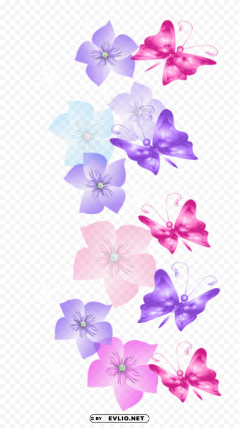 butterflies and flowers decoration PNG transparent graphics comprehensive assortment