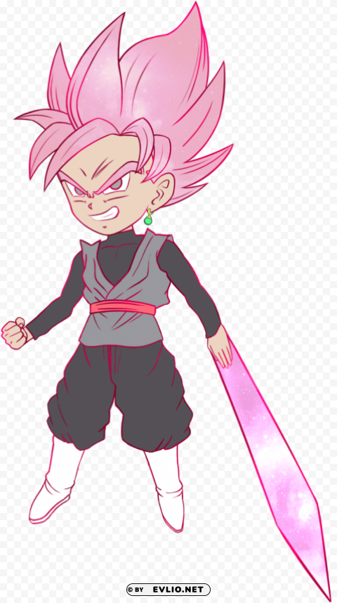 goku black super saiyan rose chibi Isolated Item with Clear Background PNG