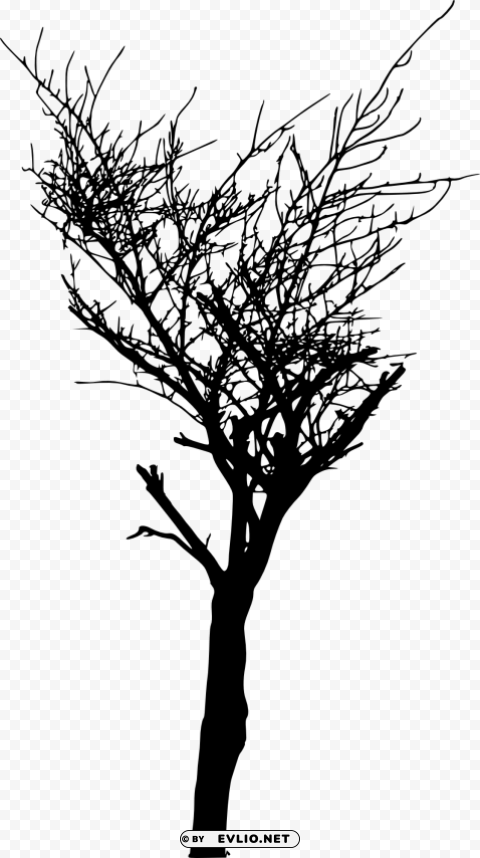 simple bare tree silhouette Isolated Artwork in Transparent PNG Format
