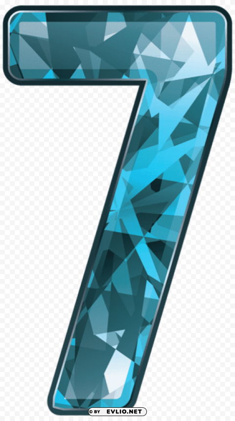 blue crystal number seven Transparent Background PNG Isolated Illustration