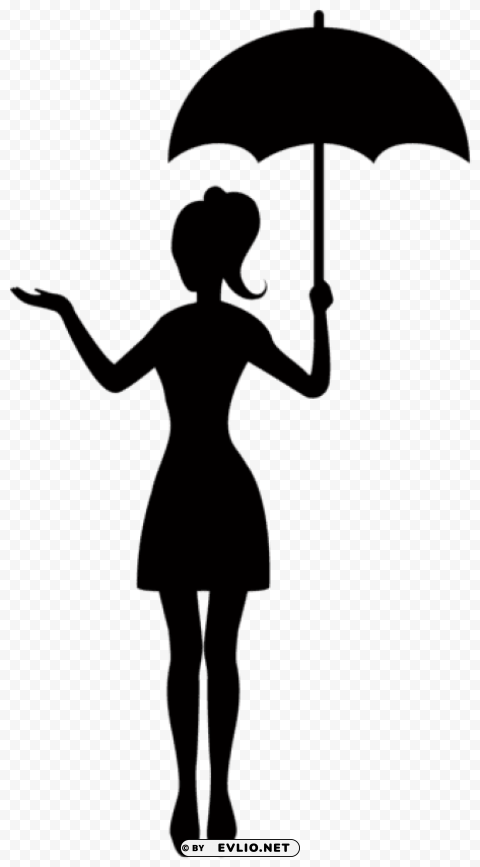 girl with umbrella silhouette PNG Isolated Object with Clarity