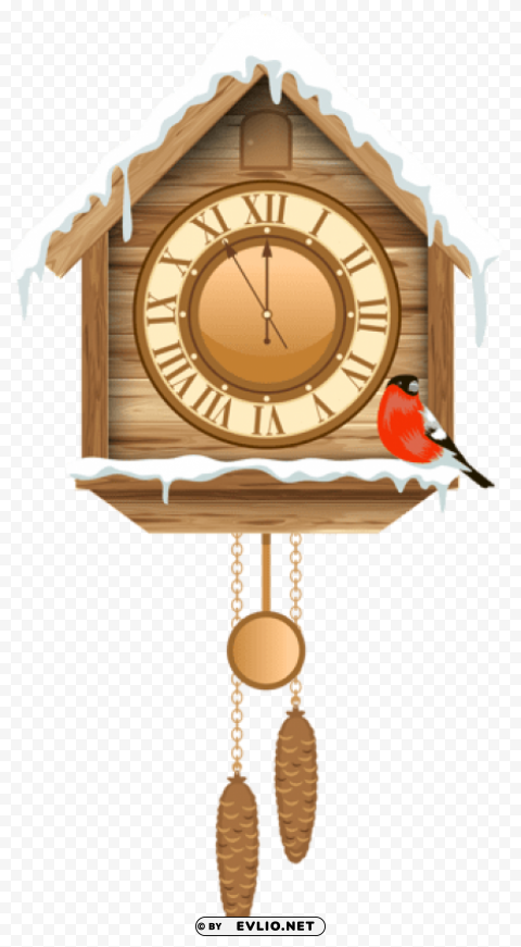 christmas cuckoo clock with snow PNG Image with Clear Background Isolation