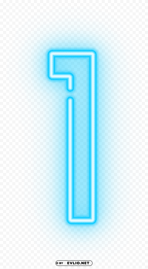 neon number one Transparent Background PNG Isolated Illustration