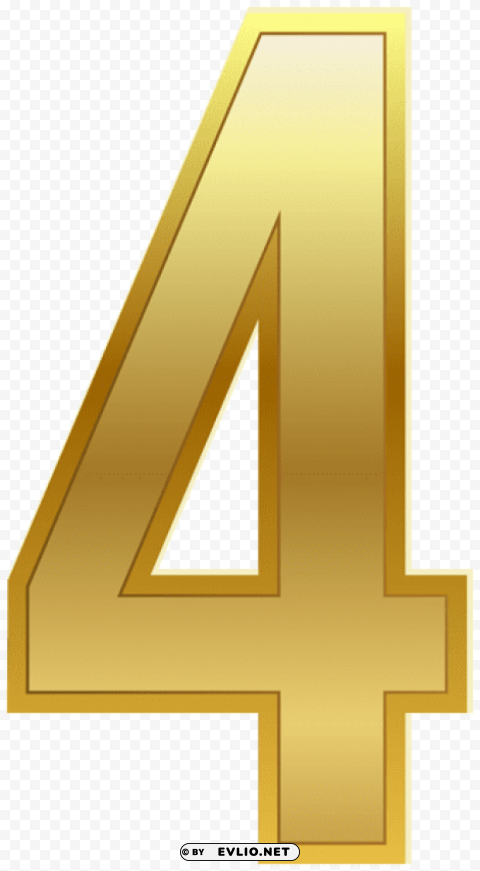 Number Four Gold Classic Isolated PNG Item In HighResolution