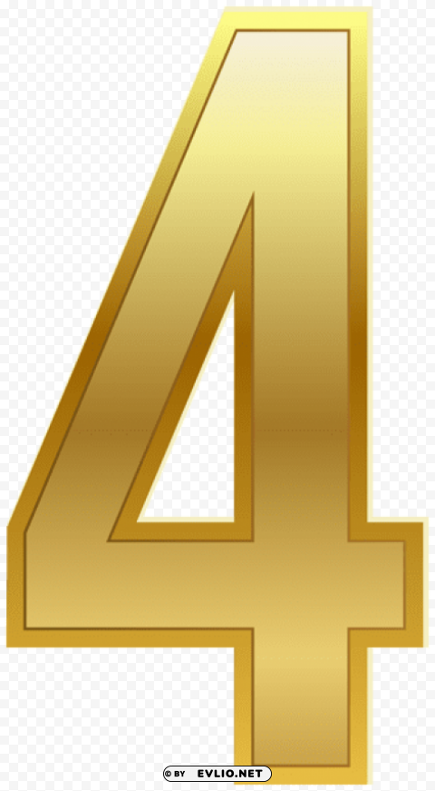 number four gold classic Isolated PNG Image with Transparent Background