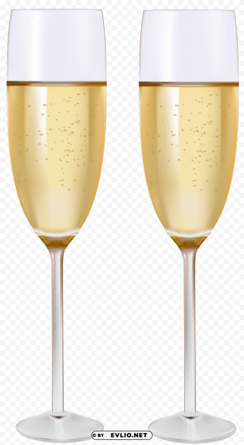 two glasses of champagne PNG images for mockups