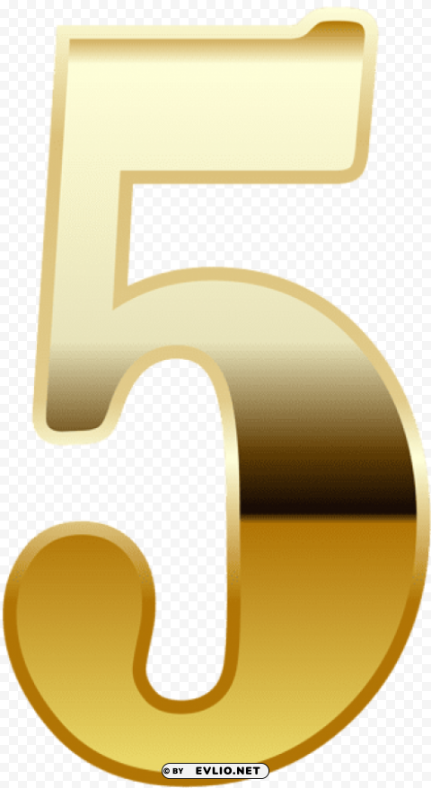 gold number five Isolated Element on HighQuality PNG