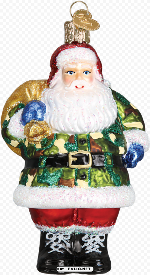et ready with our camo santa ornament - old world christmas PNG images with alpha channel diverse selection