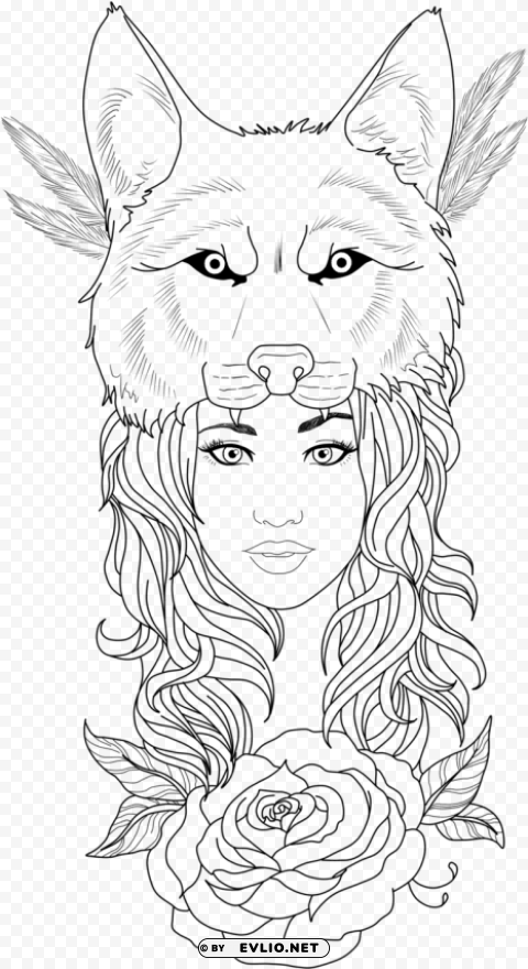 Wolf Girl Tattoo Designs PNG Images Transparent Pack